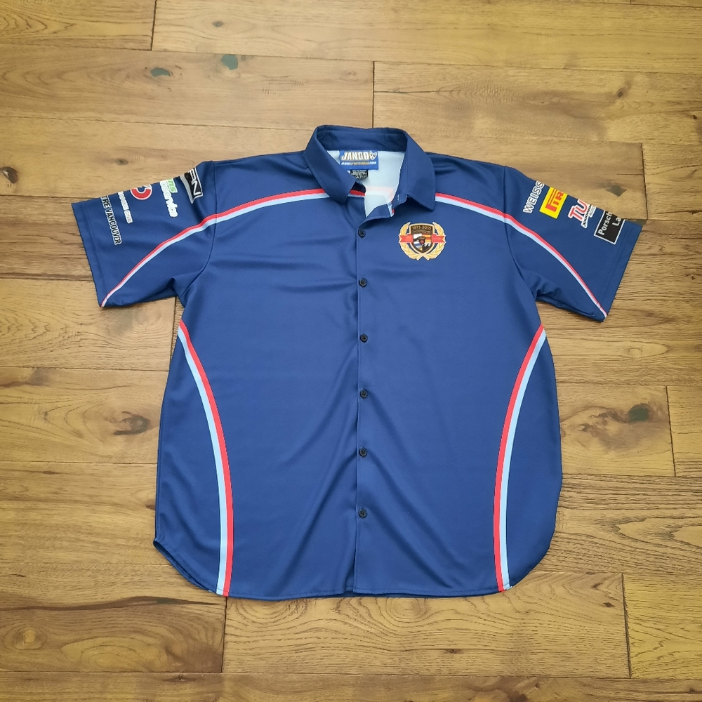 Jango Sportswear Porsche Racing Style Short Sleeve Button Up Shirt
